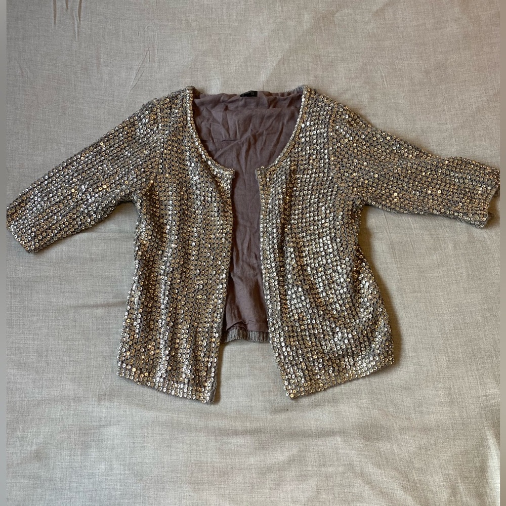 Early 00s Kate Moss for Topshop Silver Sequin Shrug